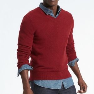Banana Republic Red V-Neck Mens Sweater XL